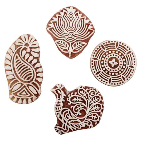 Set of 4 Piece New Mix Wooden Printing Block